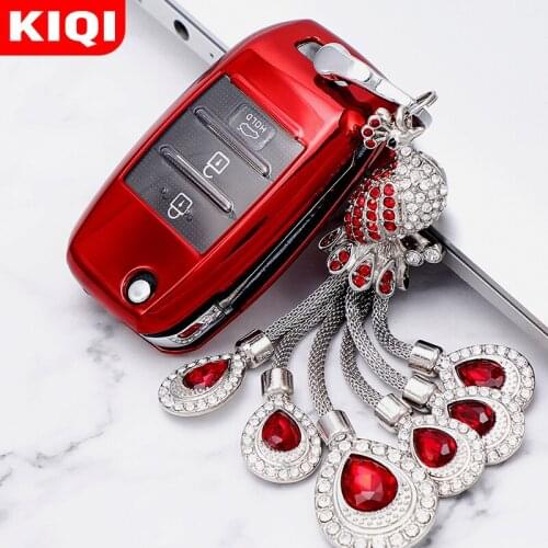Soft TPU Car Folding Flip Key Case Cover Shell Keychain for Kia Rio QL Sportage Ceed Cerato Sorento K2 K3 K4 K5 Key Protector
