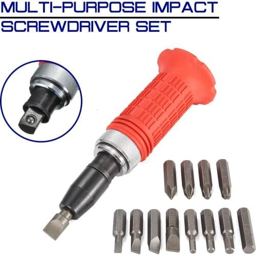 Multi-purpose Impact Screwdriver Set Screwdriver Head Set Bits Hammer Socket Repair Kit Driver Carbon Steel Multi Storage Box