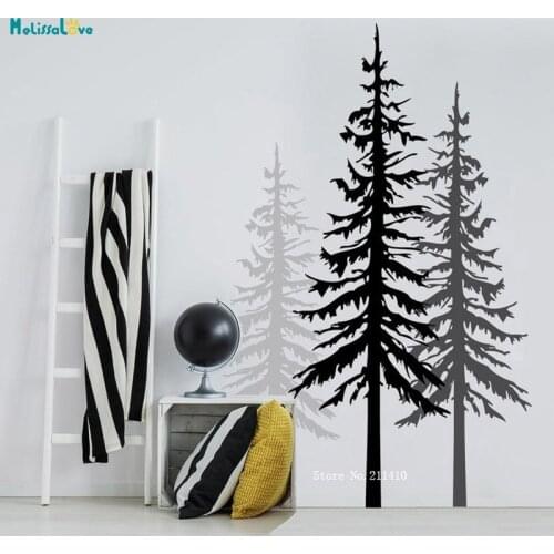 Pine Tree Wall Decals 3 Colors Large Set Of Three Forest Scene Murals Woodland Nursery Decor Kids Room Art Sticker YT1886