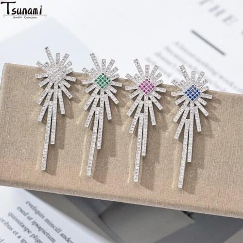 New Hot 2021 Wedding Jewelry Ear rings Drop Earrings For Women Trendy Zircon Stone Earrings Street Trend Style Jewelry Dropship