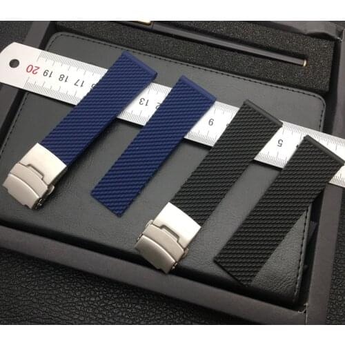 Wholesale 24mm Black dark Blue Bracelet Silicone Rubber Watch Band watchband Stainless buckle for Breitling strap free tools