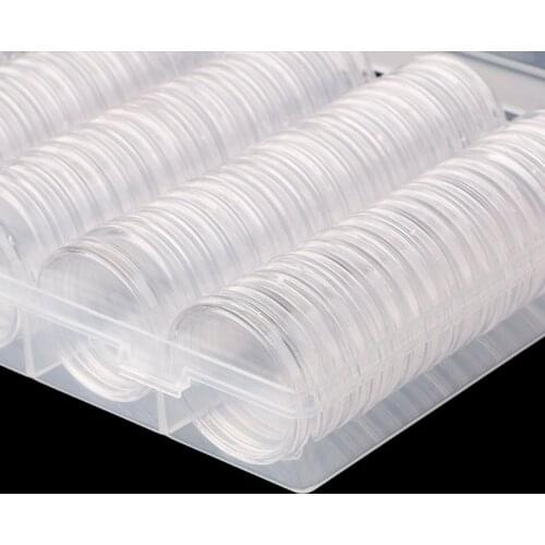 Transparent 100 Coin Storage Box 30 Mm Round Box Plastic Collectible Commemorative Coin Storage Organizer