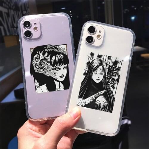 Tomie Junji Ito Phone Case Clear For iPhone 11 12 Pro XS MAX XR SE 20 7 6s 8 Plus Horror Comic Japan Anime Soft TPU Cover Fundas