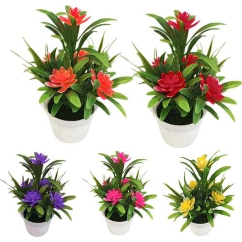 Artificial Fake Lotus Flower Potted Plant Bonsai Wedding Party Garden Home Decor