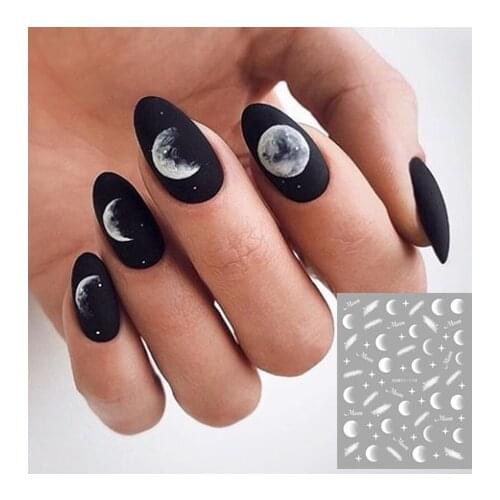 HANYI series HANYI-174 WHTIE MOON DESIGNS COOL 3d nail art stickers decal template diy nail tool decorations