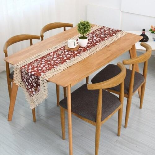 Pastoral Style Dandelion Flower Embroidery Table Runner Hollowed-out Lace Light Coffee TV Cabient Flag Elegant Tea Table Cover