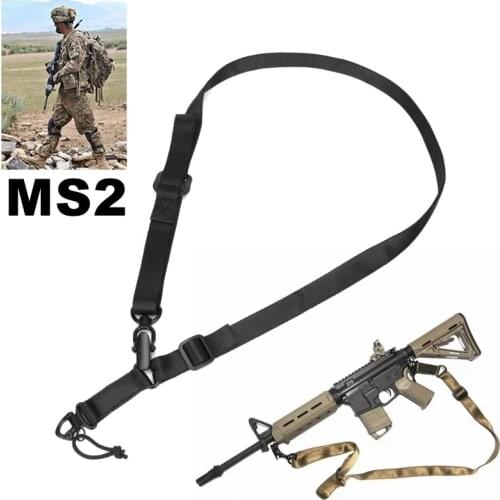 MS2 Tactical 2 Point Sling Rifle Shoulder Strap Belt Nylon Adjustable Paintball Airsoft Rifle Gun Safety Rope M4 Accessories