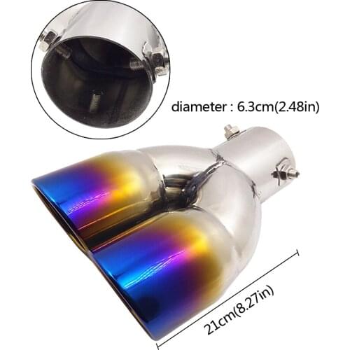 Universal Car 1 to 2 Dual Pipe Tail Throat For Jaguar Volvo C30 Chery Volkswagen Renault scion Nissan Opel Exhaust Pipe Muffler