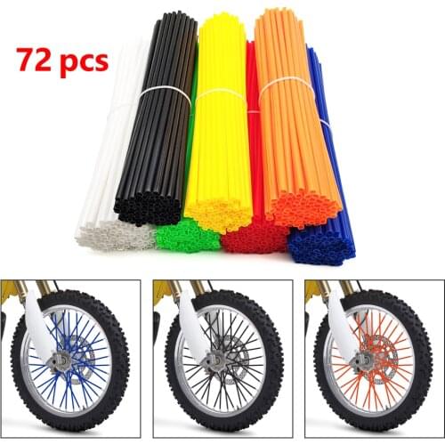 Universal Motorcycle Dirt Bike Wheel Rim Cover Spoke Skins Wrap Tubes Decor Protector 72 Pcs Red Blue Black Orange Green Yellow