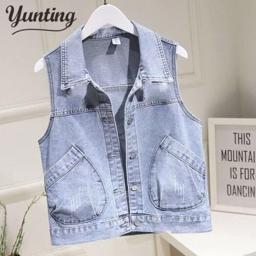New Fashion Spring Denim Vest Women Casual Coat Vintage Cardigan Jean Sleeveless Turn-down Collar Woman Clothing