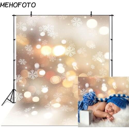 Winter Photo Background Golden Bokeh Spots Glitter Snowflakes Shiny Baby Photography Backdrops for Photobooth Props