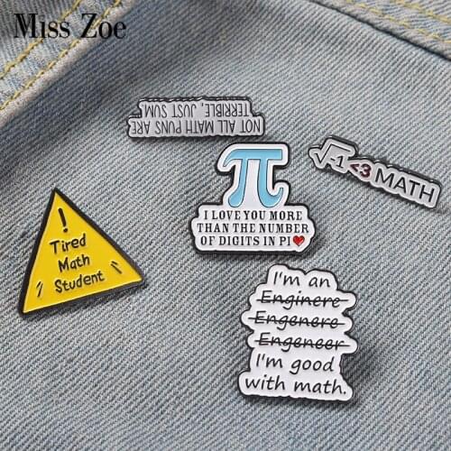I Love Math Enamel Pins Novelty Message Badges Button Bag Hat Backpack Lapel Pin Gifts for Math Geeks Mathematician