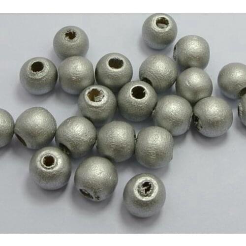 100 Silver-coiour grey Round Wood Beads 12mm (1/2")~Wooden High quality in EU and US quality standard