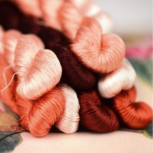 100% silk thread hand embroidery embroider cross stitch 1pcs 400m silk embroidery thread Dark orange series 13 pure colors