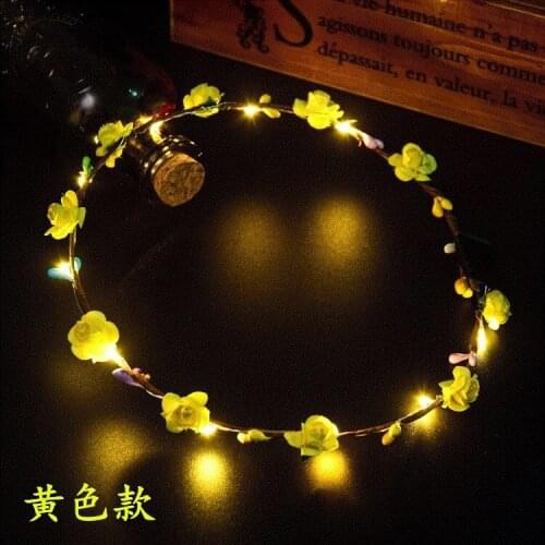 100pcs /lot Colorful Flashing LED Flower Headband Light Up Floral Hair Garland Wreath Wedding Women Girl Hair Accessories