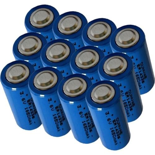12PCS ER14335 14335 2/3AA 3.6V Lithium Batteries 1650mAh ER14335 3.6Volt Li-SOCL2 Primary Battery for video camera