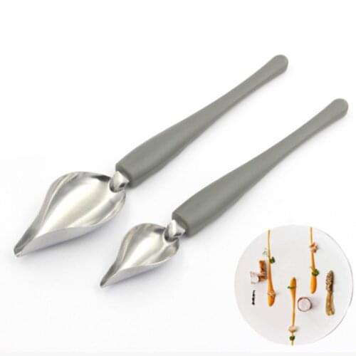 2Pcs/set Stainless Steel Mini Sauce Painting Coffee Spoon Kitchen Home Chef Decoration Pencil Anti-slip Accessories Draw Tools
