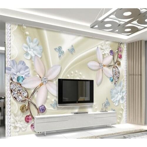 Beibehang 3D Wallpaper Gorgeous Jeweled Diamond Flower 3d TV Backdrop Living Room Bedroom Mural photo wallpaper for walls 3 d