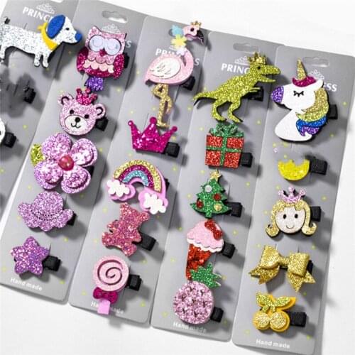 5pcs/1 set Baby Hair Clips Glitter Shinny Unicorn Baby Hair Accessories Girl Hair Band Girls Hair Clip Headband Barrettes