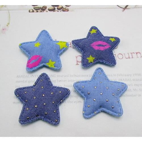 50 pcs/pack 4.8cm Padded Felt Star shape appliques decoration DIY hair clip clothing accessory Cute Multi Color Badge