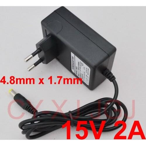 50PCS High quality DC 15V 2A IC programAC 100V-240VConverter Switching power adapter 2000mA Supply EU Plug DC 4.8mm x 1.7mm