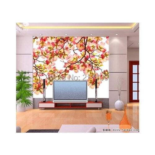 Free shipping large murals TV setting wall flowers - primroses murals