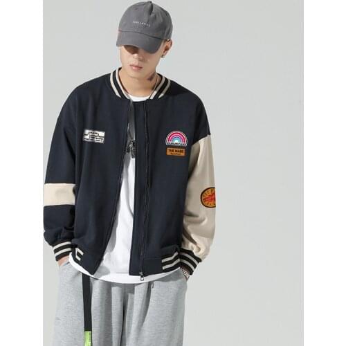 Hip hop streetwear baseball jacket coat Fashion Casual Loose Unisex Japanese College style Harajuku Oversize Patchwork Bomber