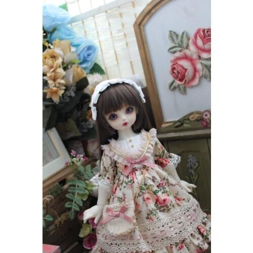 BJD doll dress is suitable for 1/31/41/6MSD Blythes fashion Versatile Mini floral dress + simple white headpiece two-piece set