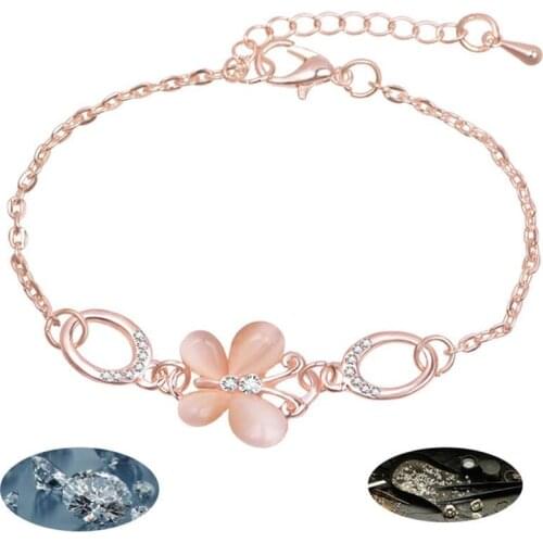 Coxeer 1pc Elegant Sweet Women Bracelet Fashion Rhinestone Butterfly Decor Chain Bracelet Charm Bracelet Jewelry Accessories