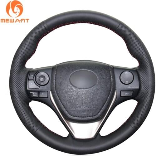 MEWANT Black Artificial Leather Steering Wheel Cover for Toyota RAV4 Corolla Auris 2012-2019 Isis Corolla iM Scion iM 2015-2016