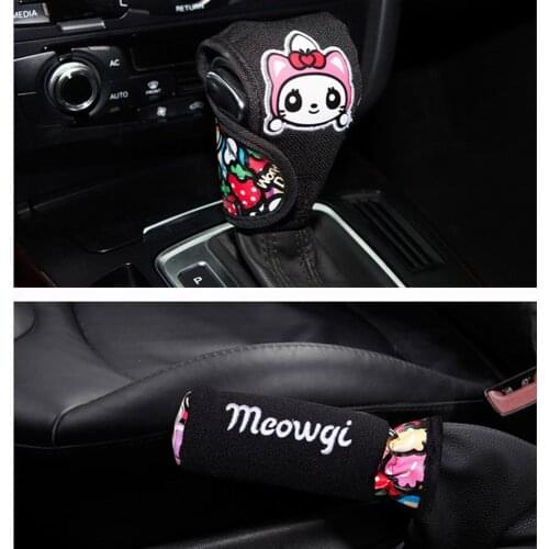 CHSKY Universal Car Handbrake Covers Gear Shift Stick Car Cover fabric Parking Hand Brake Grips Auto Accessories Car Styling