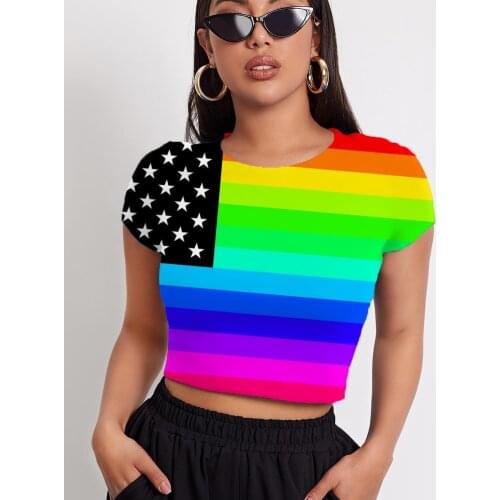 3d Tshirt Rainbow T shirt Women Colorful Shirt Print Novel T-shirts 3d Art Tshirts Casual Womens Clothing T shirts New