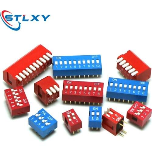 5pcs Slide Type Switch Module 1 2 3 4 5 7 8 10PIN /1.27/2.54mm Position Way SMD/DIP Pitch Toggle Switch Snap Switch Dial Switch