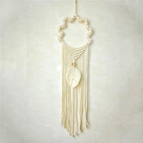 Creative Hand-woven Taprstries Long Tassel Leaves Decor Beige Wedding Background Wall Decorative Fashion Boho Home Ornaments