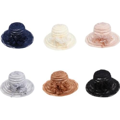 Summer Lady Wide Brim Lace Cap Sun Hat Wedding Tea Party Church Cap Foldable