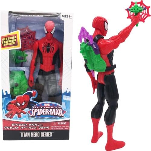 Marvel Avenger Ultimate Spider-man Goblin Attack Gear Titan Hero Series Spiderman Web Shield Backpack Launcher Action Figure Toy