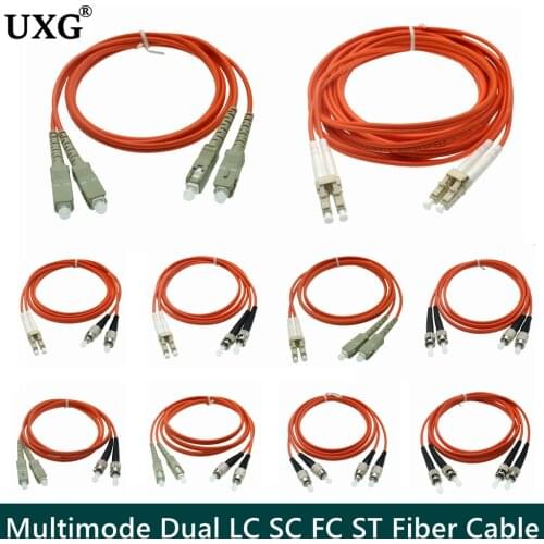 Multimode Core Fiber Jumper Dual LC To LC FC ST SC Fiber Patch Cord Jumper Cable MM Duplex Multi Mode Optic For Network 1m-60m