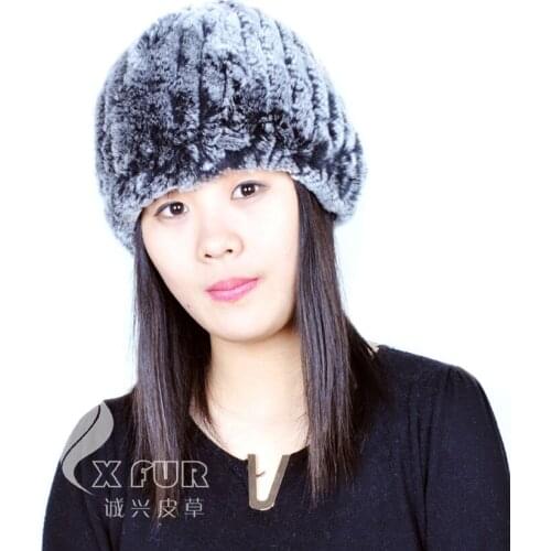 CX-C-51B Girls Fashion Winter Hand Knitted Animal Fur Hats