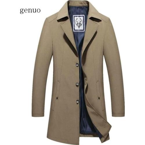 Brand Men Long Trench Coat Jacket Spring Autumn New Solid Color High Quality Mens Coats Luxurious Trench Coat Male M-4XL