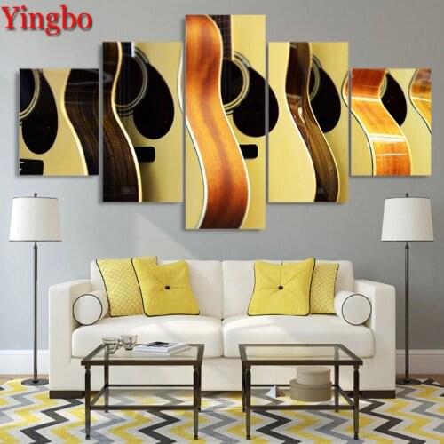 5 Panel Music Guitar DIY diamond painting cross stitch diamind painting box mosaic embroidery full square round drill