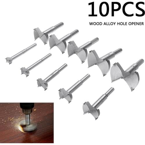 10pcs 15~60mm Forstner Drill Bits Set Round Shank Hinge Hole Saw Cutter Drill Bit Wood Flat Drilling Bits