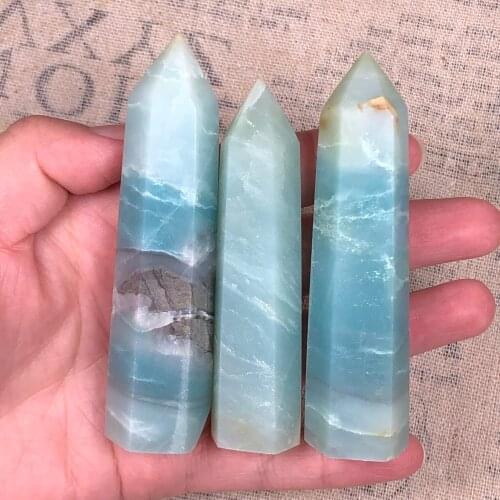 Natural Caribbean Calcite Crystal Double Terminator Points Pillar Polished From Chakra Healing
