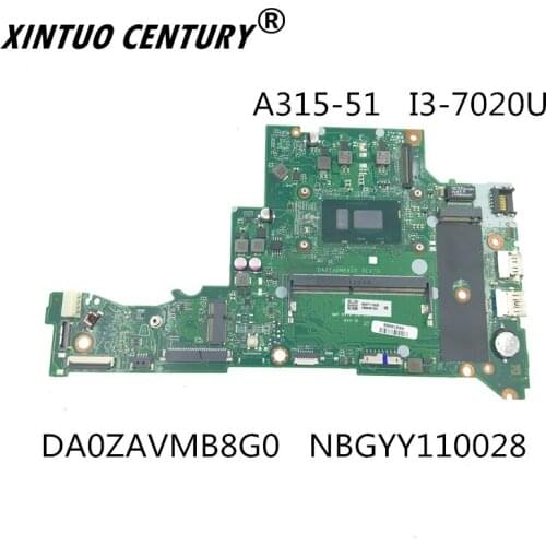 NBGYY110028 DA0ZAVMB8G0 For Acer Aspire A315 A315-51 Laptop Motherboard CPU I3-7020U