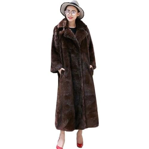 New fur coat mink coat female mink long plush coat thickened to increase warmth faux fur coat 6xl plus size women teddy jacket