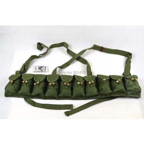Original Chinese PLA SKS Rifle 7.62mm Type AK 65 Chest Rig Bandolier Ammo Pouch 10 Pockets Green