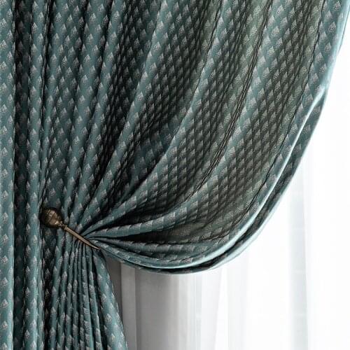 Custom curtains High-quality modern Nordic geometry Silk diamond Jacquard window blackout curtain livingroom tulle M1061