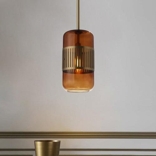 Postmodern brass luxury chandelier simple glass living room bar porch lights dining room bedroom bedside light