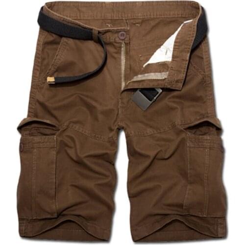 Casual beach shorts Men Tooling shorts solid color Multi-pocket shorts men Large size 4 colors five pants