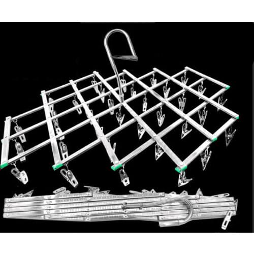 16/35 Clips Stainless Steel Laundry Rack Foldable Sock Clothes Airer Folding Hanger Drying Hanger Clothes Underwear Socks Holder