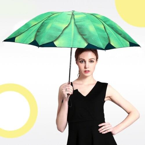 Folding Umbrella Rain Umbrella For Women Windproof Banana Leaf Pattern Umbrella Female Umbrella Outdoor Sun Protection Umbrella